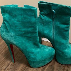 Louboutin turquoise boot heels